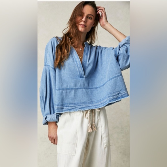 We The Free Tops - Free people Jude denim pullover size XS